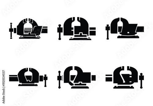 A set of  constriction tools and bench vise icons
