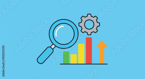 Analysis magnifying glass graph growth.