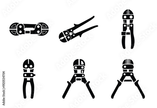 A set of  constriction tools and bolt cutter icons