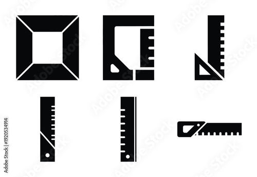 A set of  constriction tools and carpenter square icons
