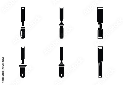 A set of  constriction tools and cold chisel icons