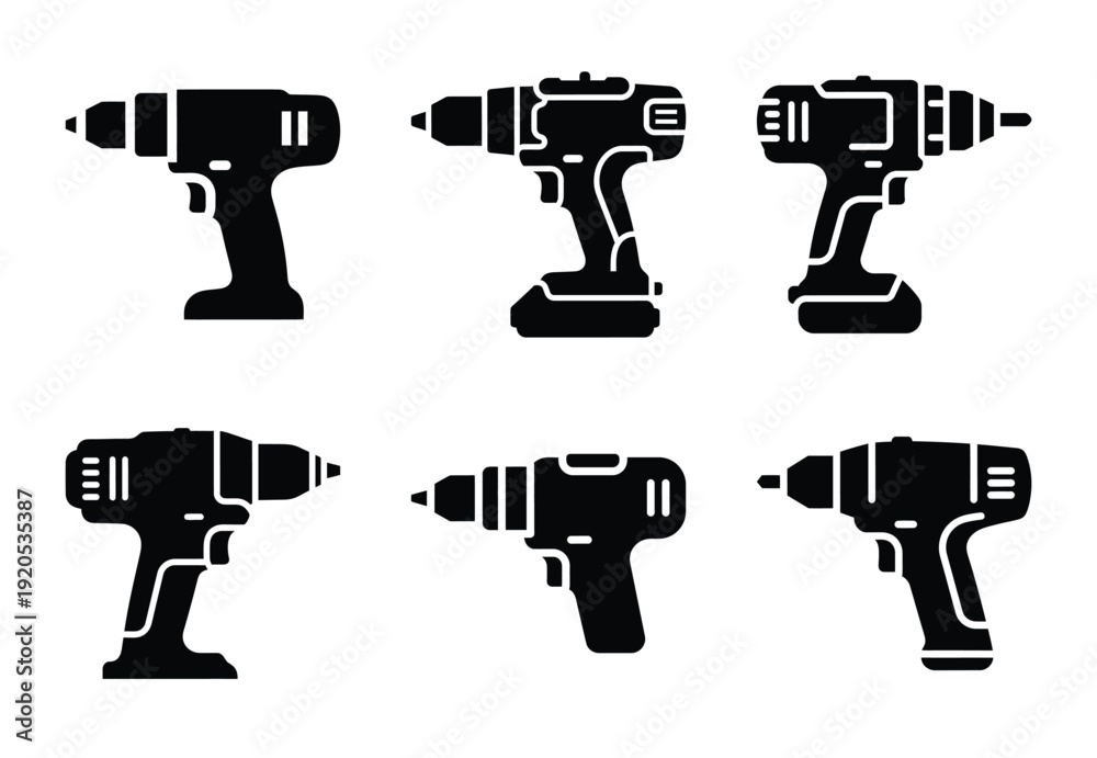 Εκτύπωση καμβά A set of  constriction tools and cordless drill icons