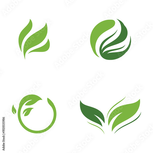 Free Download Green leaf eco friendly symbols and logos with gradient colors icon - GFXLoad