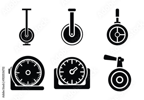 A set of  constriction tools and measuring wheel icons