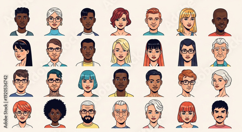 Diverse Group of People Portraits Collection.