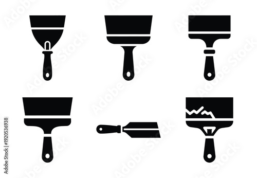 A set of  constriction tools and paint scraper icons