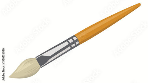 A detailed vector illustration of a classic paintbrush with a wooden handle, perfect for art and creative projects, presented on a clean background
