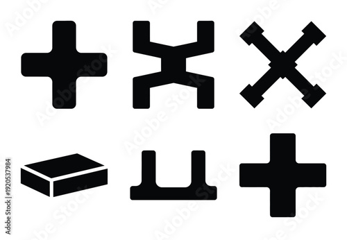 A set of  constriction tools and tile spacer icons