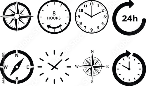 Understanding the relationship between time, direction, and compass navigation Vector