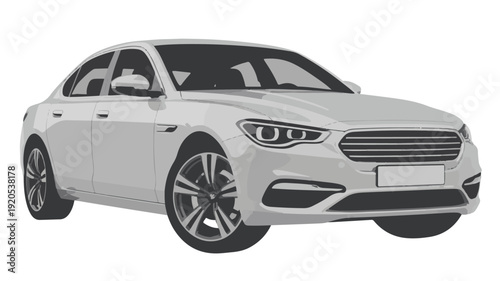 Modern white sedan car, a crisp vector illustration showcasing contemporary automotive design and efficient personal transportation