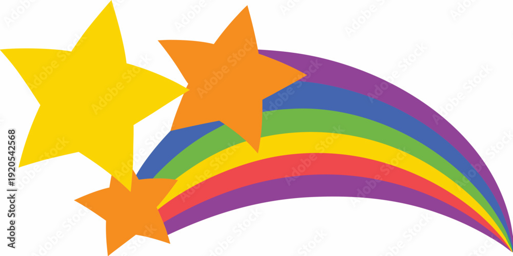 Obraz premium Colorful shooting star with a vibrant rainbow trail across a white background