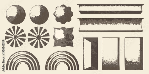 Abstract architectural elements and geometric shapes in a vintage style