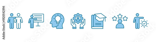 Training banner web icon vector illustration concept for education with icon of coaching, teaching, knowledge, development, learning, experience, and skills