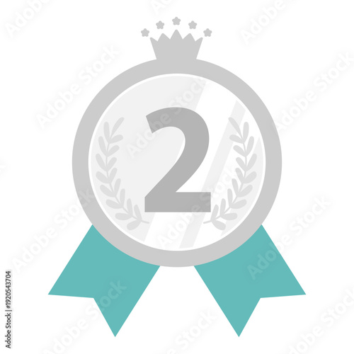 クラウンとリボンのアワードランキングフレーム(銀 No.2)