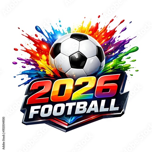 Wallpaper Mural Vibrant 2026 football logo with soccer ball and rainbow colors Torontodigital.ca