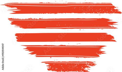 Red grunge brush stroke banner stack with rough painted texture