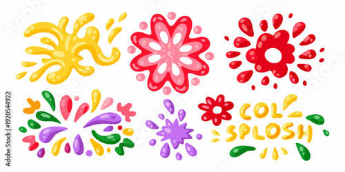 Colorful floral splashes and blooms arranged in a playful artistic composition