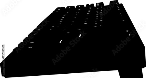 Computer keyboard silhouette perspective view for technology design