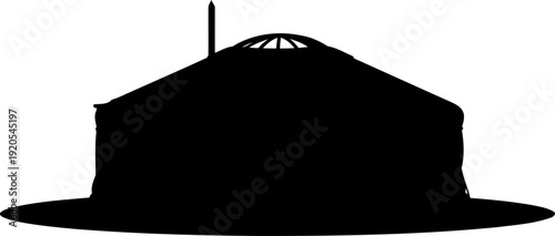 Domed pavilion silhouette standing on a flat horizon