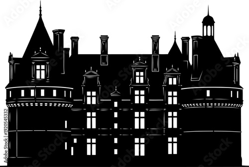 French chateau castle silhouette