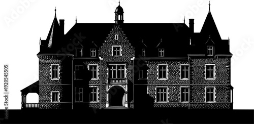Grand historic mansion silhouette representing luxury real estate