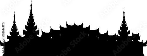 Mandalay palace spires silhouette