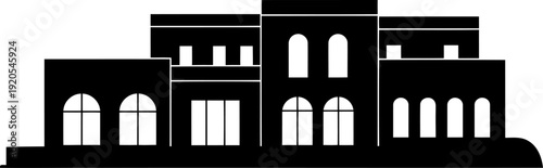 Mediterranean style luxury villa with arched windows silhouette