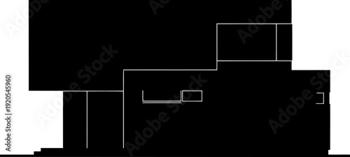 Minimalist cubic architecture silhouette of a modern home