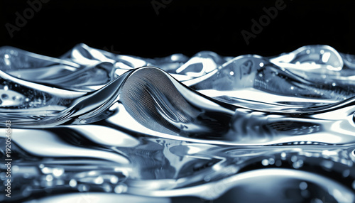 abstract 3d liquid metal waves with high reflectivity molten silver fluid motion in dark studio lighting
