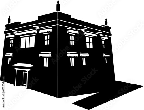 Tibetan style building silhouette with flat roof architecture