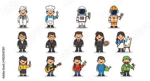 Collection of Diverse Professions and Occupations Illustrated.