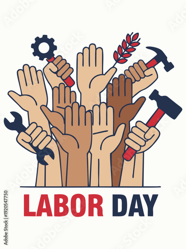 Labor Day Unity and Workers Power Vector Illustration