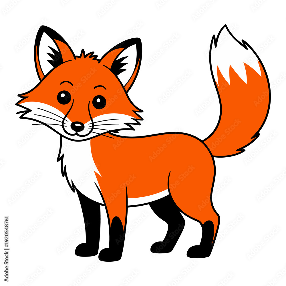 Fototapeta premium Cute cartoon red fox standing on transparent background looking friendly and approachable always