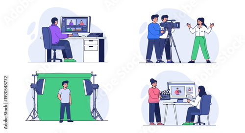 Modern Flat Design Vector Illustration of Video Production Process EPS10 Stock.eps