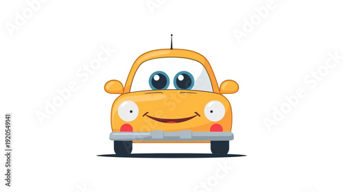 cute yellow car smiling