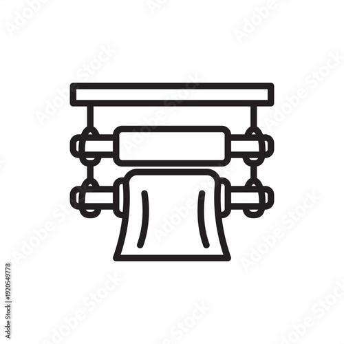 Paper calender rollers icon. Surface finishing, representing industrial calender stacks, paper mill compression hardware, sheet smoothing technology, web processing, and manufacturing engineering.