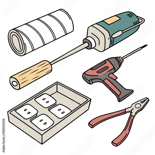 Diy renovation tools and equipment drill screwdriver