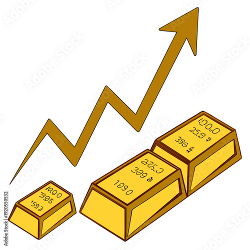 Gold bars with rising arrow graph gold bullion financial growth
