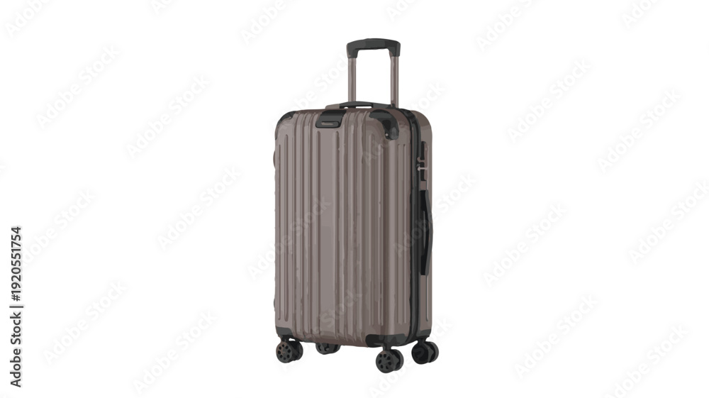 Fototapeta premium Modern travel suitcase, hard-shell design, with smooth-rolling wheels and handle, ideal for efficient and stylish journeys, reflecting a sleek and durable aesthetic