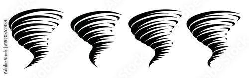 Black Tornado Swirling Against White Background storm weather