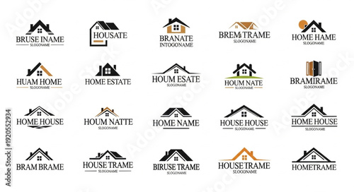 Collection of various house and real estate logos.
