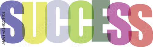 Bold overlapping letters in vibrant colors spell SUCES on a white Colorful text effect