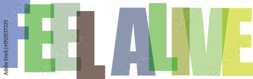 Overlapping colorful letters spelling out FELALIVE in a modern with Colorful text effect