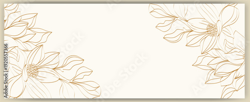 Elegant Magnolia Line Art Floral Frame Background