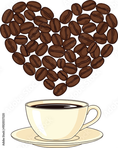 Foto Heart shaped coffee bean illustration