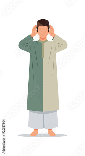 Man Praying with Hands on Head.