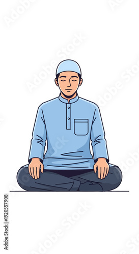 Man Sitting Cross Legged in Meditation.
