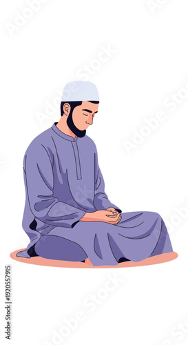 Man Sitting in Meditation or Prayer.