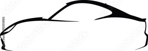 Modern Hatchback Car Side Profile Black Silhouette Vector Illustration of Compact Urban Automotive Vehicle Design