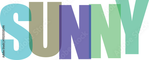 Overlapping translucent letters spell SUNY in pastel colors on a white Colorful text effect